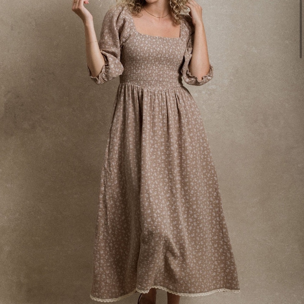 Loveland dress - Brown Smocked Ruffled midi / maxi
